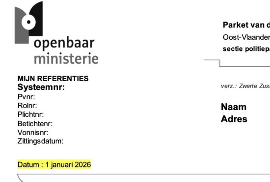 Uitnodigingsbrief Parket
